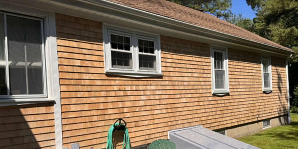 a nice cedar single home after powerwashing in the Southcoast